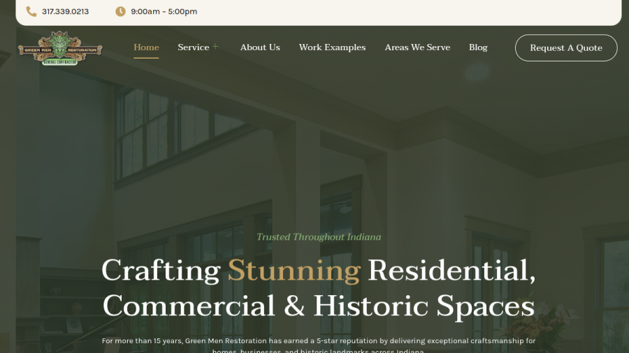 Screenshot of the Green Men Restoration Group website