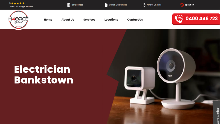 Screenshot of the H4ORCE Electrical website