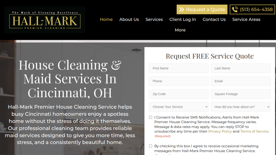 Hall-Mark Premier House Cleaning Service website