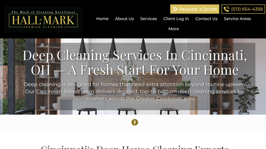 Screenshot of the Hall-Mark Premier House Cleaning Service website