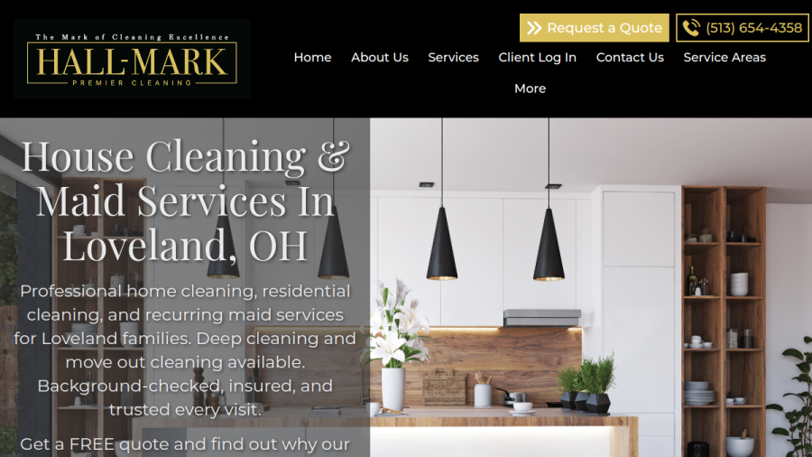 Screenshot of Hall-Mark Premier House Cleaning Service website