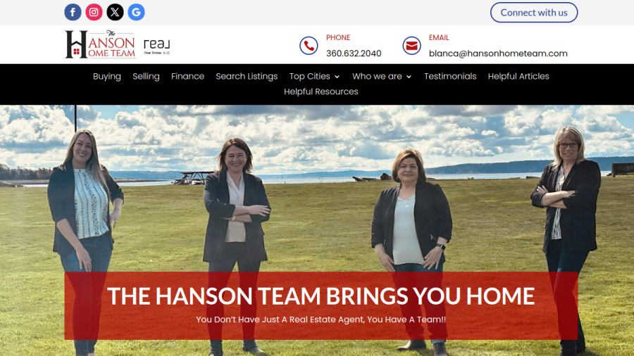 Screenshot of the Hanson Home Team website