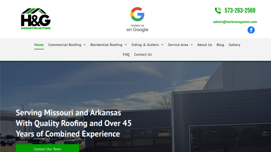 Screenshot of Harkness & Gamm Construction website