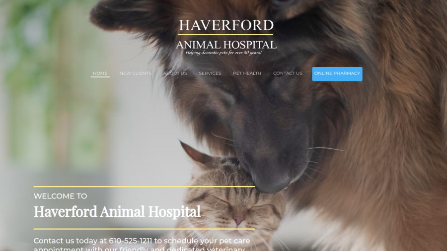 Screenshot of the Haverford Animal Hospital website
