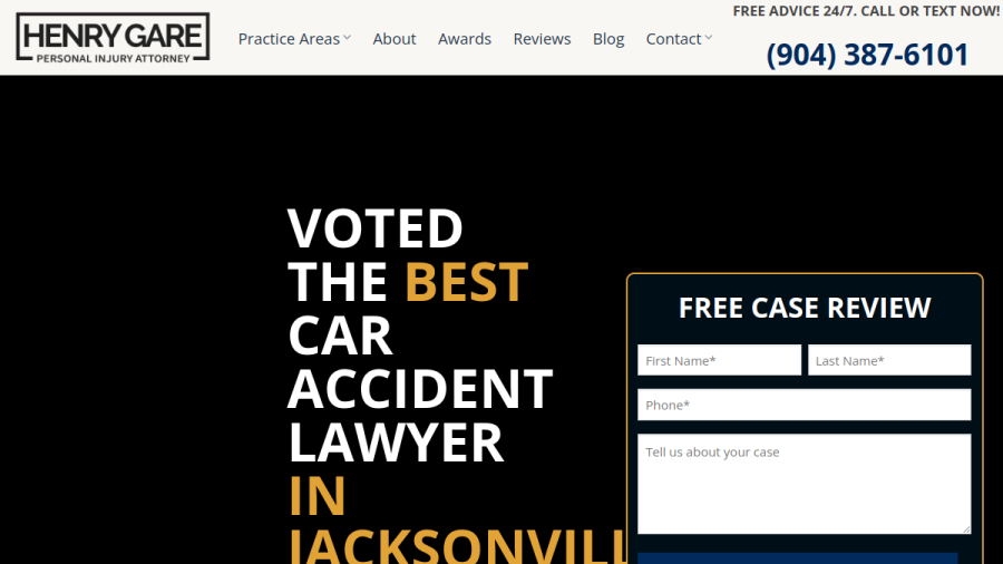 Screenshot of the Henry Gare Personal Injury Attorney website