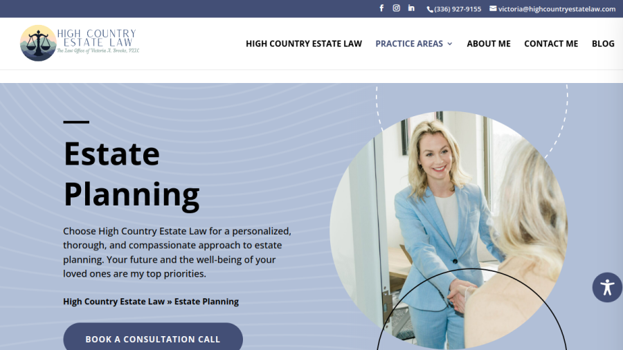 Screenshot of High Country Estate Law website