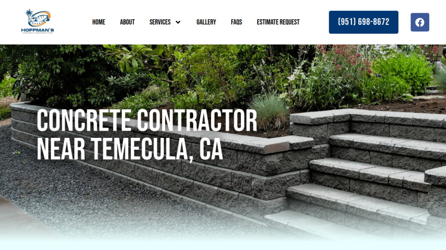 Screenshot of the Hoffman's Concrete Construction website