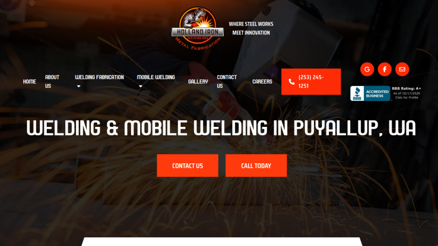 Screenshot of the Holland Ornamental Iron website