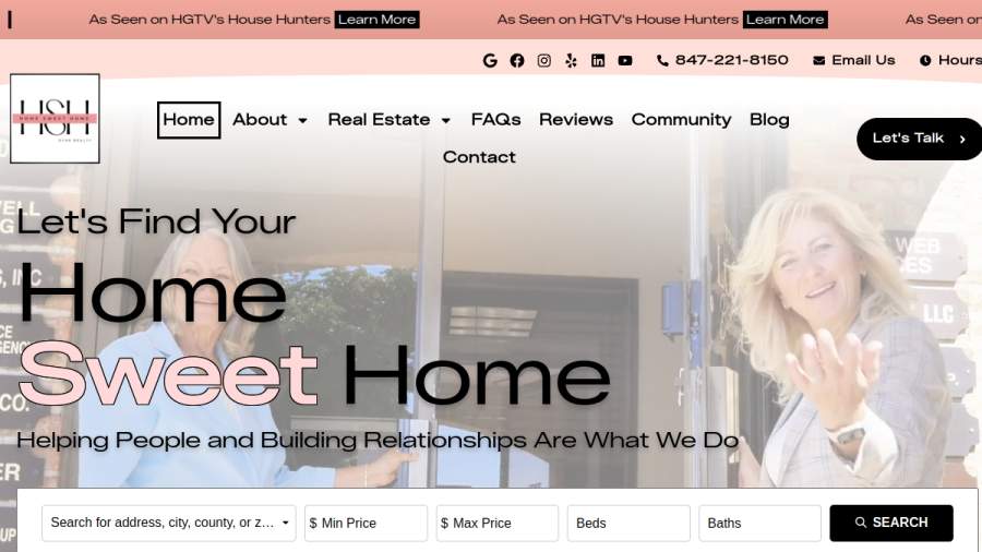 Screenshot of the Home Sweet Home Ryan Realty website
