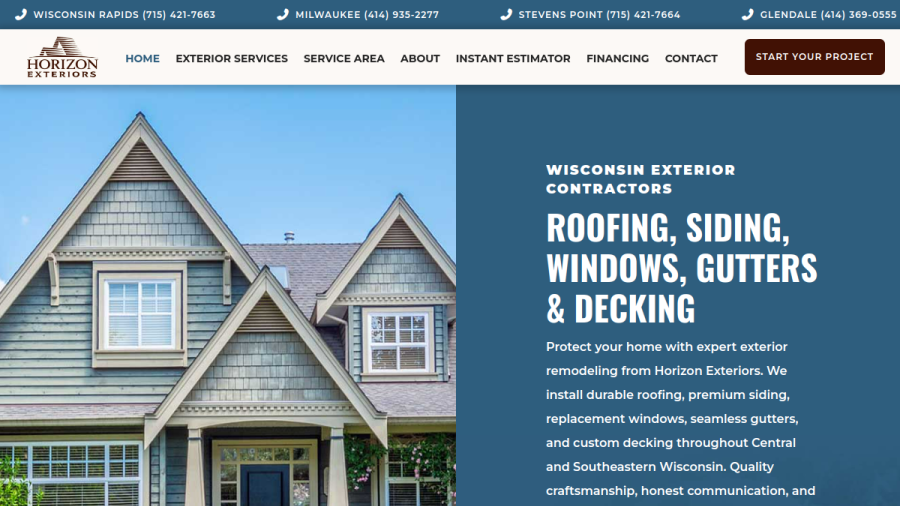 Horizon Exteriors website screenshot