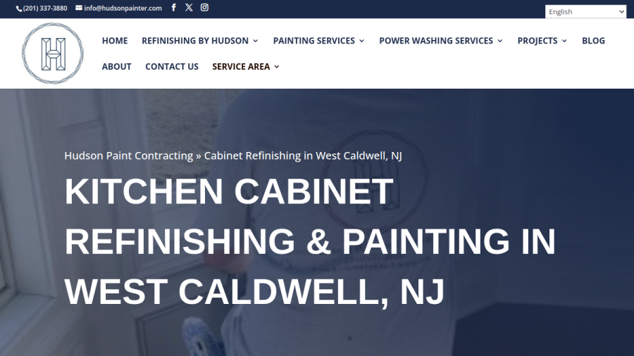 Screenshot of the Hudson Paint Contracting & Refinishing BY Hudson website