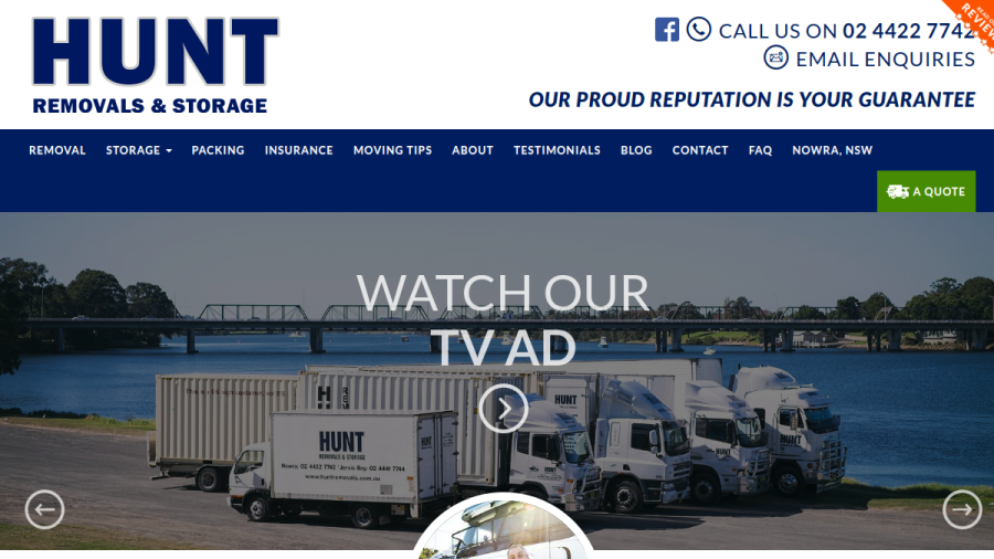 Hunt Removals website screenshot