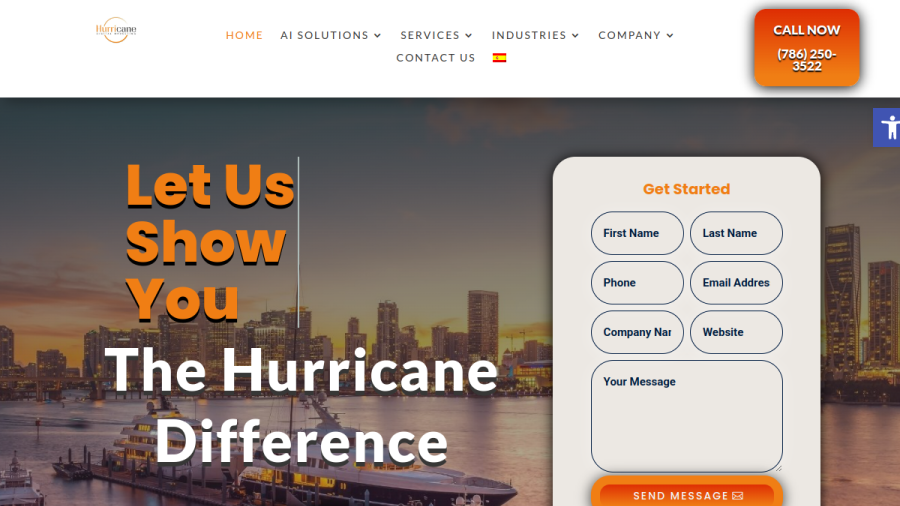 Screenshot of the Hurricane Digital Marketing website