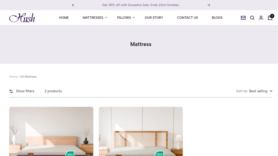 Hush - India's Most Recommended Mattress Brand website