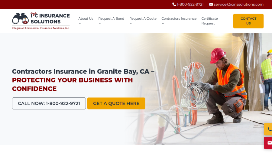 Screenshot of the I.C Insurance Solutions website