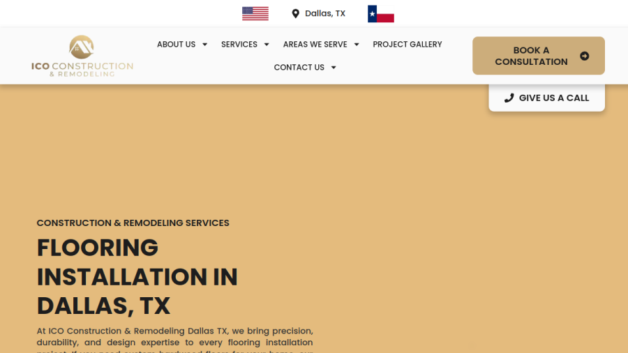 Screenshot of the ICO Construction & Remodeling website