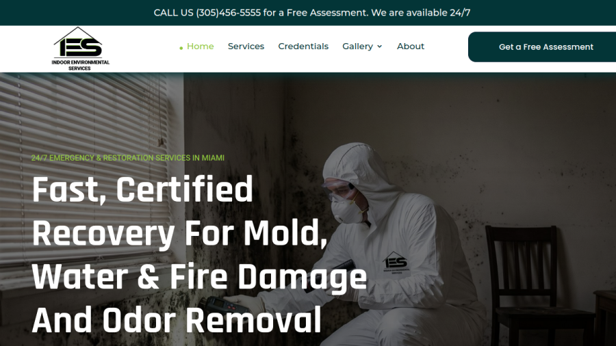 Screenshot of the Indoor Environmental Services website