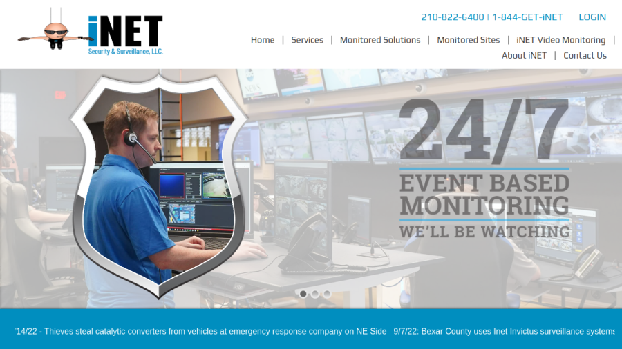 Screenshot of the iNet Security & Surveillance, LLC website