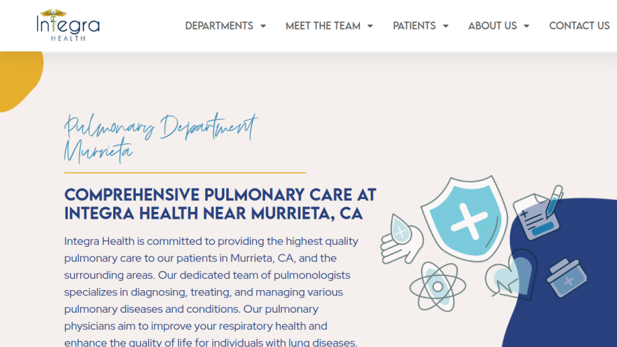 Screenshot of the Integra Health PC website