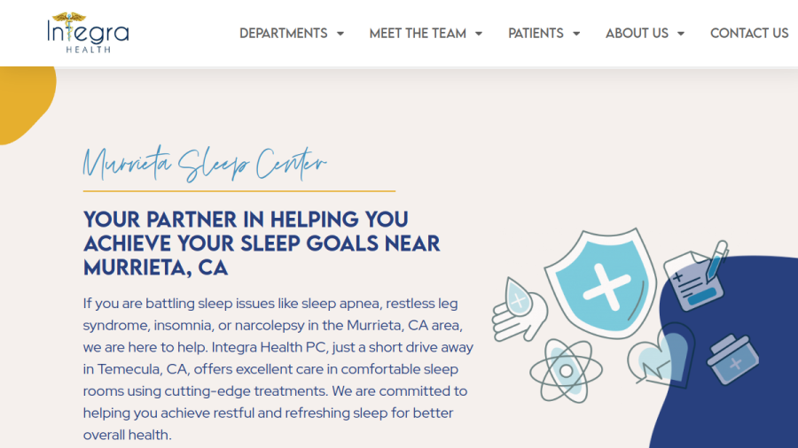 Screenshot of the Integra Health PC website