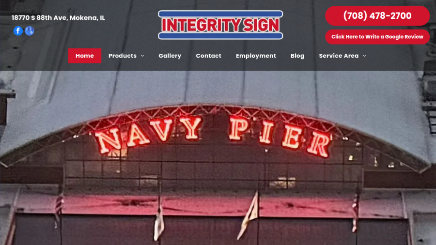 Screenshot of the Integrity Sign Company website