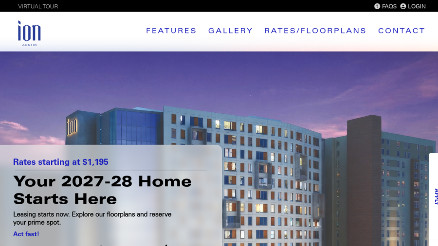 Screenshot of the Ion Austin website