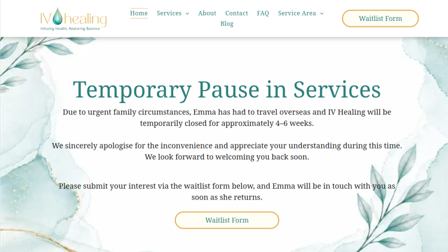 IV Healing website
