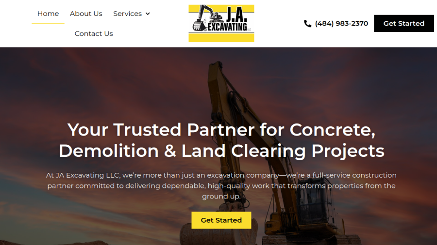 J & A Excavating LLC website