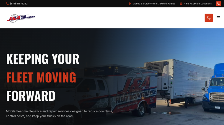 Screenshot of the J&A Fleet Maintenance Inc website