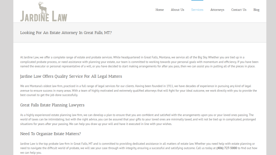 Screenshot of the Jardine, Stephenson, Blewett & Weaver, P.C. website