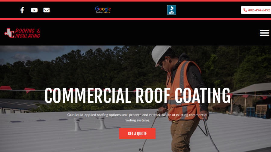 Screenshot of the JC Roofing & Insulating website