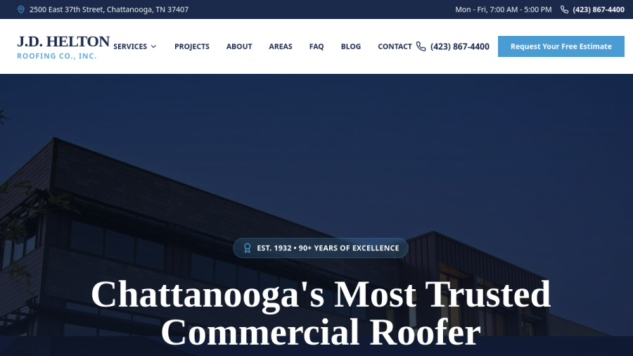 JD Helton Roofing Co website
