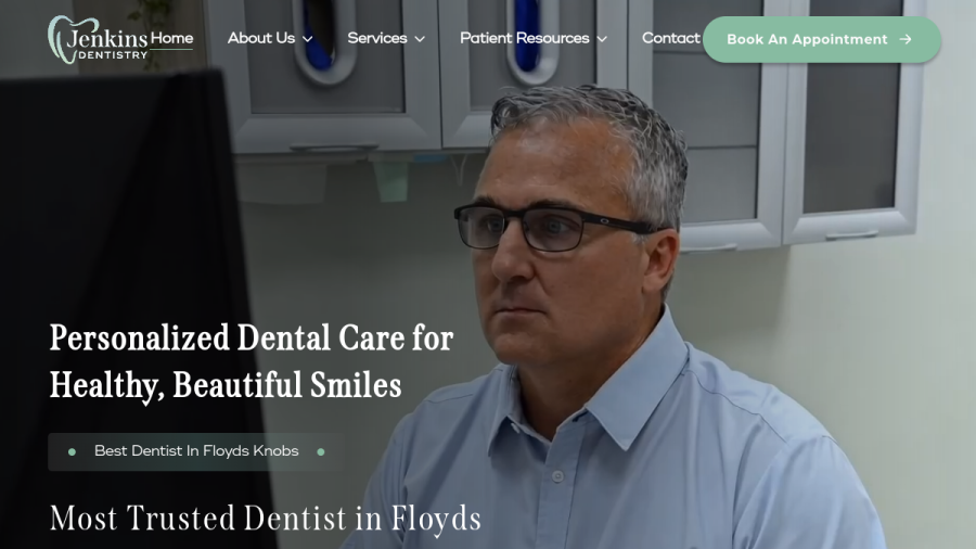 Screenshot of Jenkins Cosmetic and Family Dentistry website
