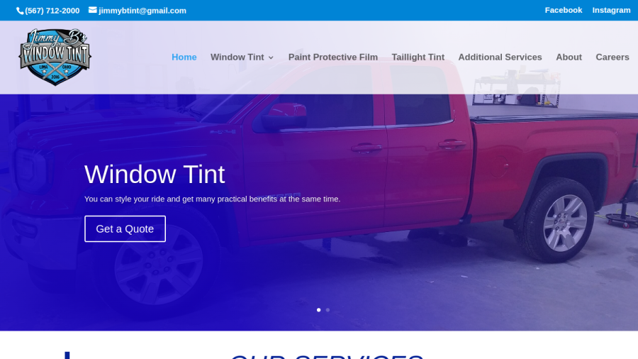 Jimmy B's Window Tint website