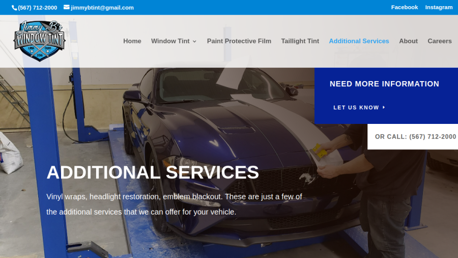 Jimmy B's Window Tint website