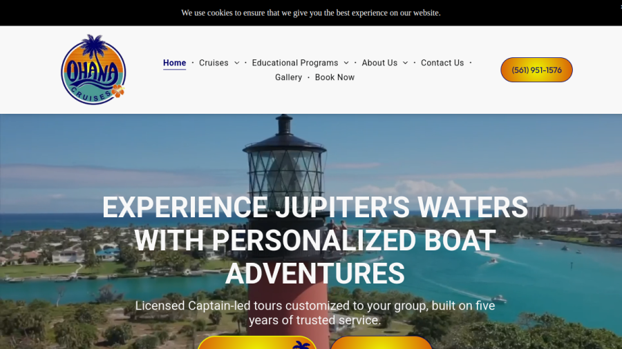 Screenshot of the Ohana Cruises website