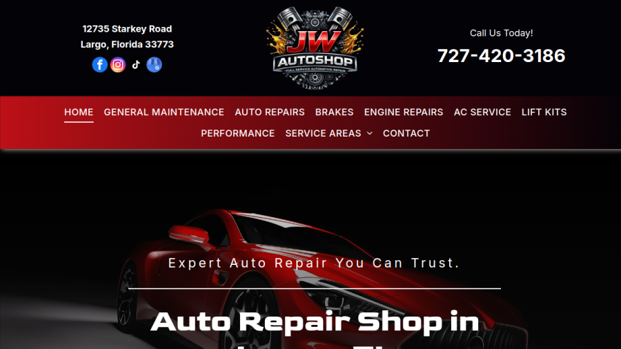 JW Auto Shop website
