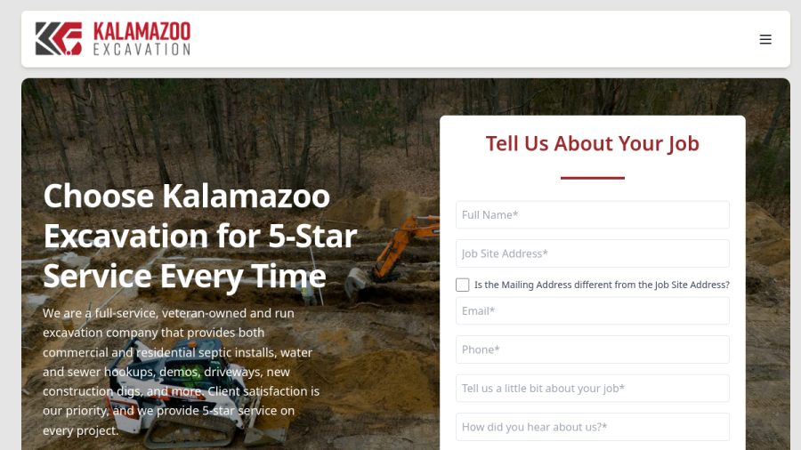 Kalamazoo Excavation and Septic website