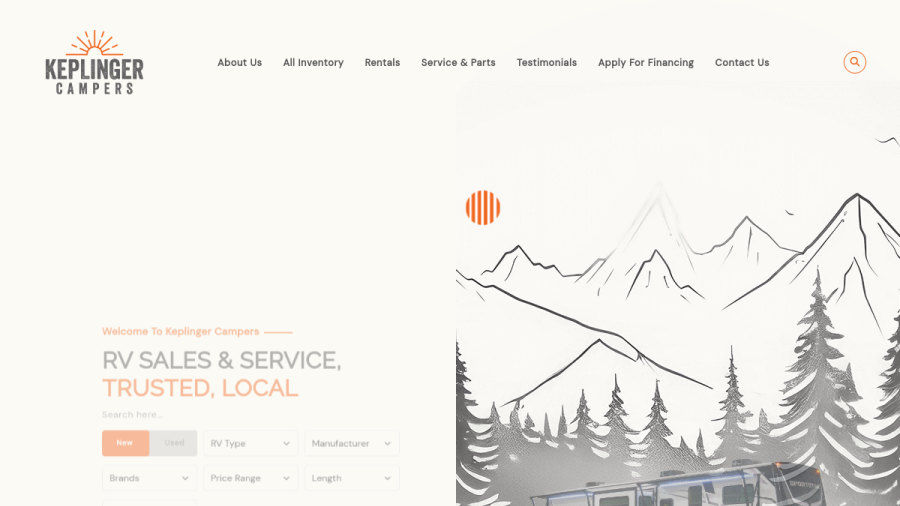 Keplinger Camper Rentals website