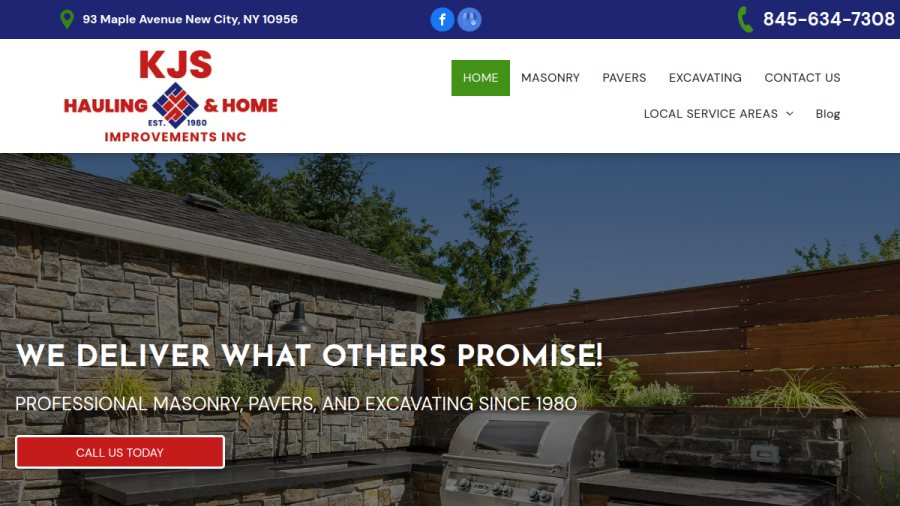 Screenshot of the KJS Hauling & Home Improvements Inc. website