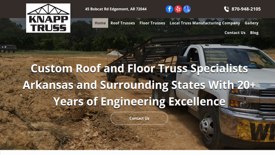 Screenshot of KNAPP TRUSS INC. website