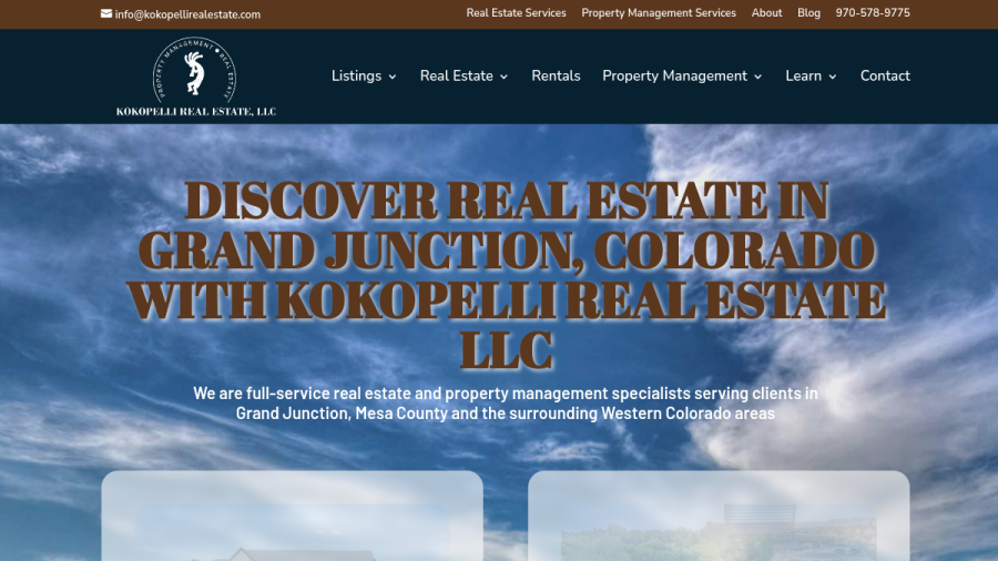 Screenshot of the Kokopelli Real Estate LLC website