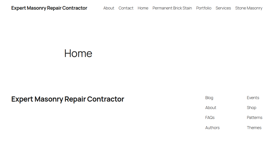 Screenshot of the Kopp Masonry website