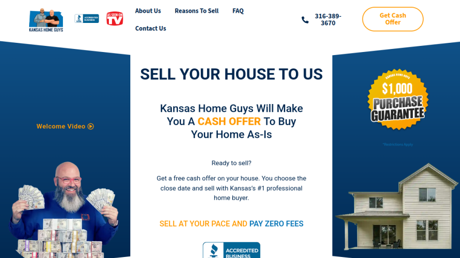 Screenshot of the Kansas Home Guys website