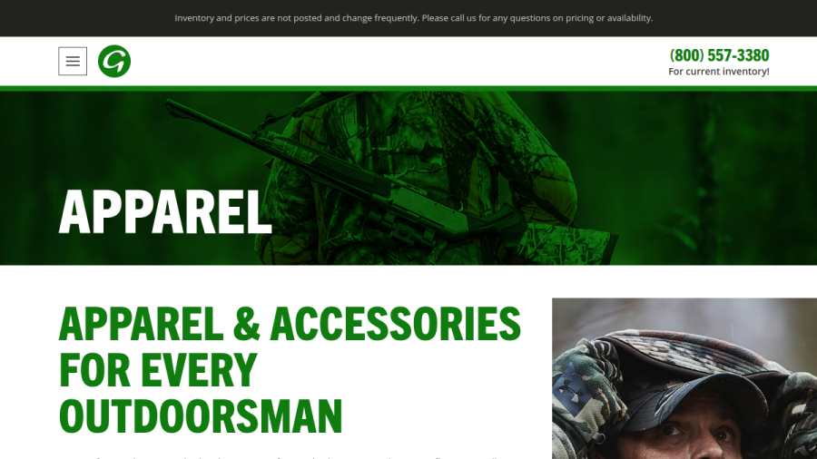 Screenshot of the Glauber's Sports website