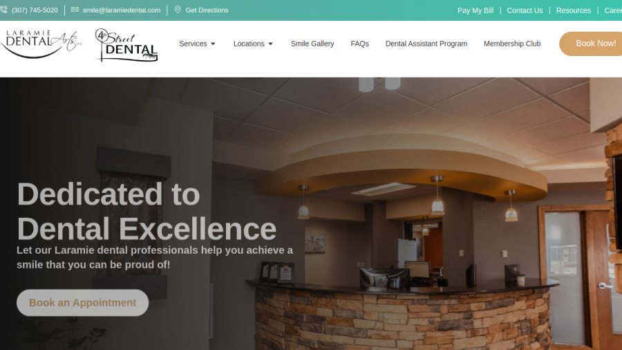 Laramie Dental Arts website screenshot
