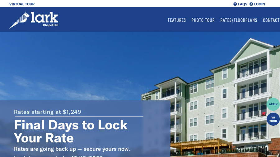 Screenshot of the Lark Chapel Hill website