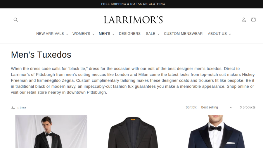 Larrimor's - Pittsburgh's Men's Clothing and Fashion Store website