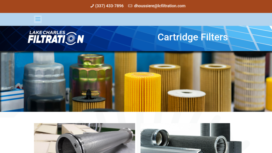 Screenshot of the Lake Charles Filtration website