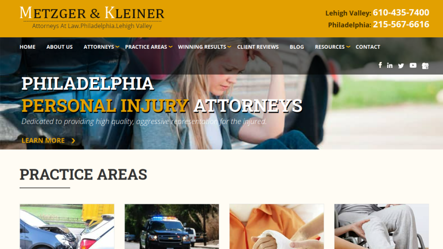 Screenshot of the Metzger & Kleiner, Attorneys at Law website